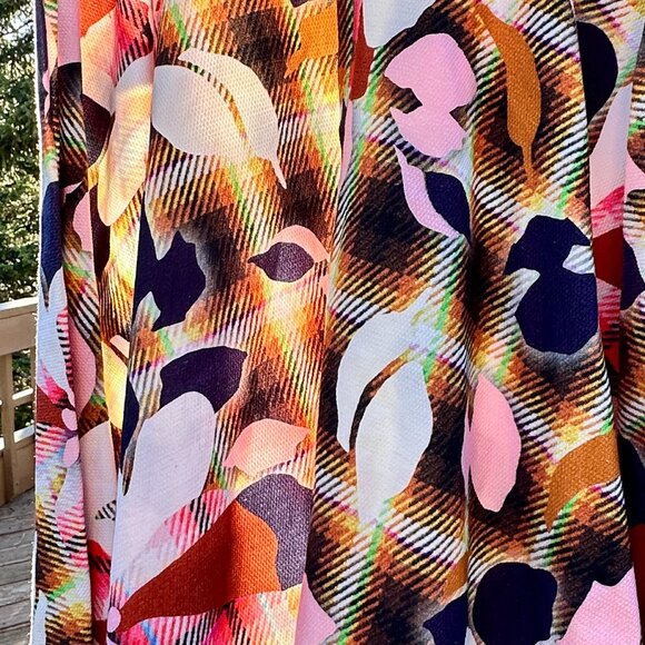 TopShop Colorful Plaid & Floral Midi Circle Skirt - Picture 4 of 5